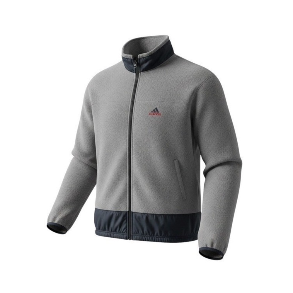 Adidas Mens Full Zip Fleece Jacket Grey Navy  XXL